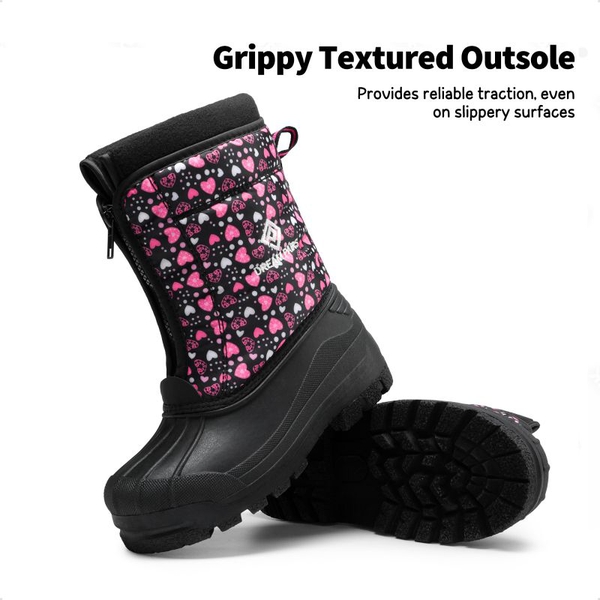 Kids Waterproof Snow Boots for boys and girls - BLACK PINK - 4